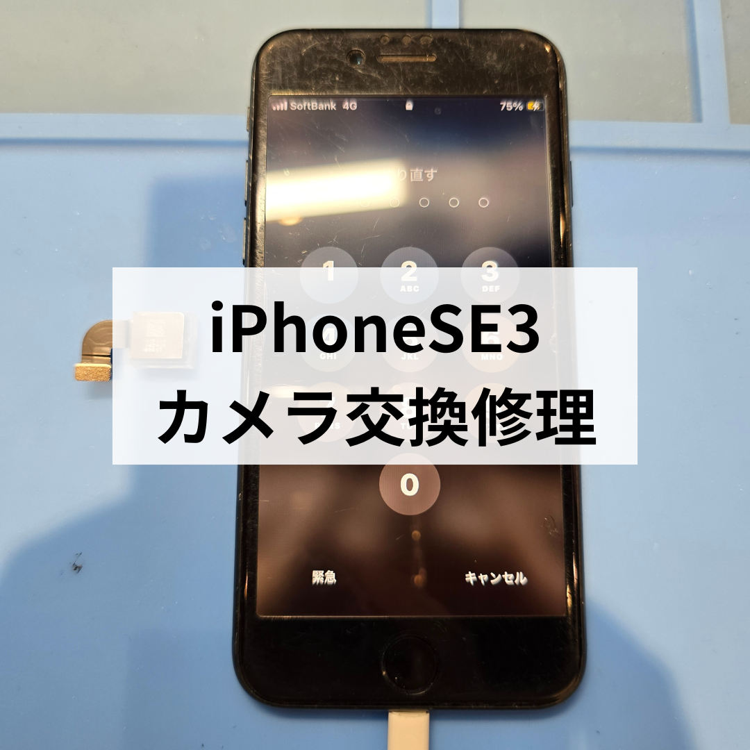 【iPhone SE（第3世代）】カメラが映らない・ブレる症状も改善！カメラ交換修理なら即日対応｜スマホ修理工房天神地下街店